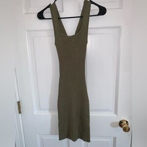 Abercrombie & Fitch olive green knit bodycon dress with knot back detail!